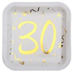 Sachet de 10 assiettes carr 30 ans mtallises or