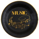 Sachet de 10 assiettes disque d'or métallisées, noir 22, 5cm Sachet de 10 assiettes disque d'or métallisées, noir 22, 5cm