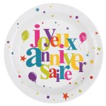 Sachet de 10 assiettes joyeux anniversaire festif