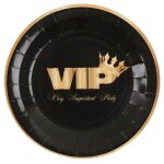 Sachet de 10 assiettes vip, couronnées métallisées noir / or Sachet de 10 assiettes vip, couronnées métallisées noir / or