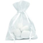 Sachet de 10 bourses organdi  lacet, blanc