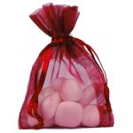 Sachet de 10 bourses organdi � lacet, bordeaux