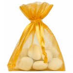 Destockage, sachet de 10 bourses organdi � lacet, jaune
