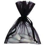 Sachet de 10 bourses organdi � lacet, en noir