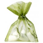 Sachet de 10 bourses organdi  lacet, sauge