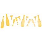 Sachet de 12 confettis de table en bois champagne / flutes, or