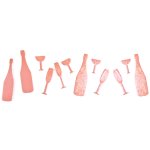 Sachet de 12 confettis de table en bois champagne / flutes, rose gold