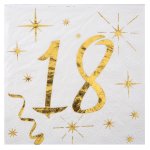 Sachet de 20 petites serviettes 18 ans, m�tallis�es or