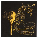 Sachet de 20 petites serviettes disque d'or 25x25cm, noir / or Sachet de 20 petites serviettes disque d'or 25x25cm, noir / or