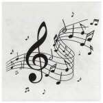 Sachet de 20 serviettes musique cle de sol blanches 33x33cm Sachet de 20 serviettes musique cle de sol blanches 33x33cm