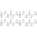 Sachet de 24 confettis de table musique en bois, argent