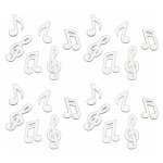Sachet de 24 confettis de table musique en bois, blanc