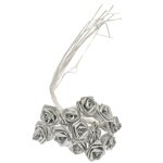 Sachet de 36 mini - roses mtallises brillantes, argent