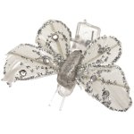 Sachet 4 mini - papillons strass sur pincette 3, 5cm argent