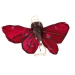 Sachet 4 mini - papillons strass sur pincette 3, 5cm bordeaux