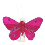 Sachet 4 mini - papillons strass sur pincette 3, 5cm fuchsia
