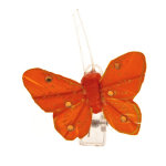 Sachet 4 mini - papillons strass sur pincette 3, 5cm orange