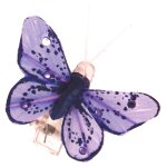 Sachet 4 mini - papillons strass sur pincette 3, 5cm parme