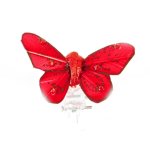 Sachet 4 mini - papillons strass sur pincette 3, 5cm rouge