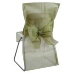 Santex 2931 - 103, lot 10 housses de chaise avec noeud en intiss, vert sauge