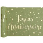 Santex 5668 - 103 - 30, chemin de table joyeux anniversaire coton m�tallis� vert sauge