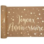 Santex 5668 - 26 - 30, chemin de table joyeux anniversaire coton m�tallis� kraft / or