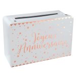 Santex 5671 - 20, petite tirelire valise joyeux anniversaire mtallise rose gold