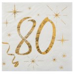 Santex 6159 - 80, sachet de 20 petites serviettes 80 ans, m�tallis�es or