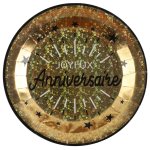 Santex 6647 - 3, sachet de 10 assiettes joyeux anniversaire etincelant mtal, or