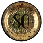 Santex 6789 - 80, sachet de 10 assiettes age �tincelant m�tal 80 ans