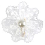 Santex 6834 - 1, sachet de 10 broches fleur dentelle 4 cm avec perle Santex 6834 - 1, sachet de 10 broches fleur dentelle 4 cm avec perle