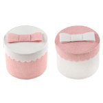 Sachet de 4 petites bo�tes rondes 5 cm, naturel et rose