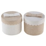 Santex 6920 - 99, sachet de 4 petites boîtes rondes 5 cm, naturel et ivoire Santex 6920 - 99, sachet de 4 petites boîtes rondes 5 cm, naturel et ivoire