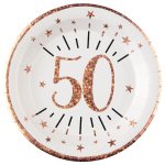 Santex 7348 - 50, sachet de 10 assiettes age �tincelant m�tal 50 ans rose gold