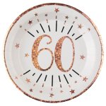 Santex 7348 - 60, sachet de 10 assiettes age �tincelant m�tal 60 ans rose gold
