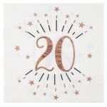 Santex 7350 - 20, sachet de 10 serviettes age �tincelant m�tal 20 ans rose gold