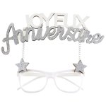 Santex 7367 - 4, lunettes pailletes joyeux anniversaire etincelant, argent