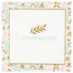 Sachet de 20 serviettes communion, blanc / or