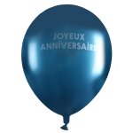 Sachet de 6 ballons anniversaire star d'un jour, bleu canard