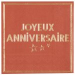 Sachet de 10 serviettes anniversaire star d'un jour, terracotta