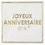 Santex 7985 - 3, sachet de 10 serviettes anniversaire star d'un jour blanc / or