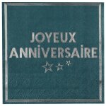 Santex 7985 - 47, sachet de 10 serviettes anniversaire star d'un jour bleu canard / argent