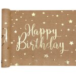 Santex 8473 - 26 - 30, chemin de table coton happy birthday, kraft / or 3 mètres Santex 8473 - 26 - 30, chemin de table coton happy birthday, kraft / or 3 mètres