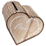 Santex 8845 - 26, tirelire mariage naturel coeur en bois 15x24cm