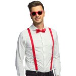 Set accessoires (lunettes, bretelles, noeud pap), rouge