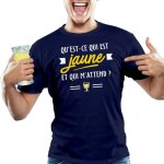 T - shirt qu'est ce qui est jaune ? coloris bleu taille xl
