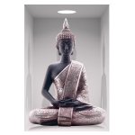 Sticker trompe - l'oeil niche bouddha assis 50x70 cm