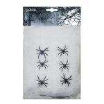 Toile d'araigne 100g blanche avec 6 araignes