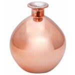Vase boule en verre 12, 5 x 14, 5 cm, mtallis rose gold