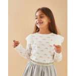 Blouse maille longues manches imprims soleils, cru